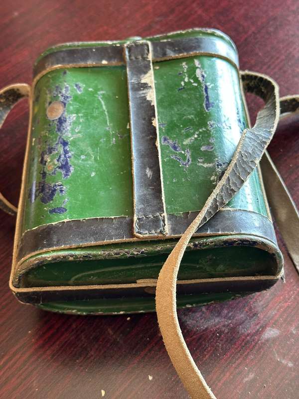 BRITISH WW2 MARK 2 STEEL HELMET WITH WW2 WATER BOTTLE-THE HELMET IS MAKER STAMPED AND DATED