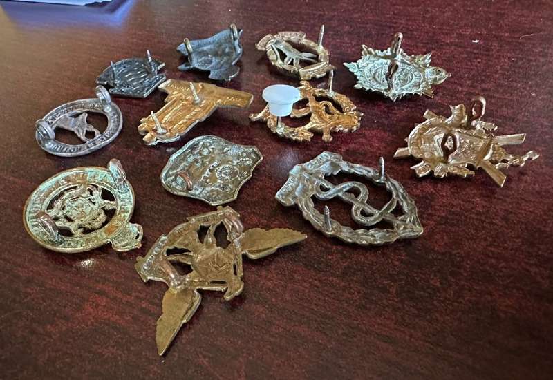 Selection of 12 brass collars. Sold together. One missing pin.