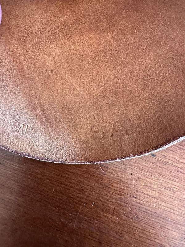 Leather holster for the long barrel Webley revolver. Good condition. RSA and SAP markings.