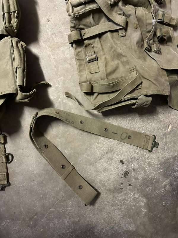 SADF Pattern 73 webbing. Kidney pouches with belt and small patroll back pack. Sold with extra webbi