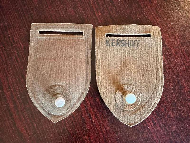 School of armour tupper flash, sold with alpha company flash. Both with pins