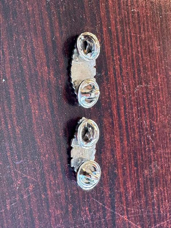 School of armour,chrome,collar badge pair. pins intact
