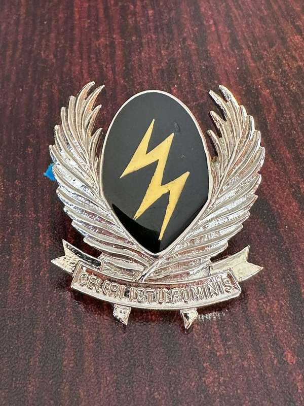 11 SA infantry battalion, chrome and enamel cap badge. Approved in 1993. 2x Screw lugs