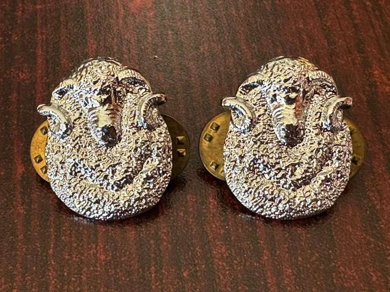 Regiment Groot Karoo white metal collar badge pair,chrome. Worn post 1976. Pins intact.