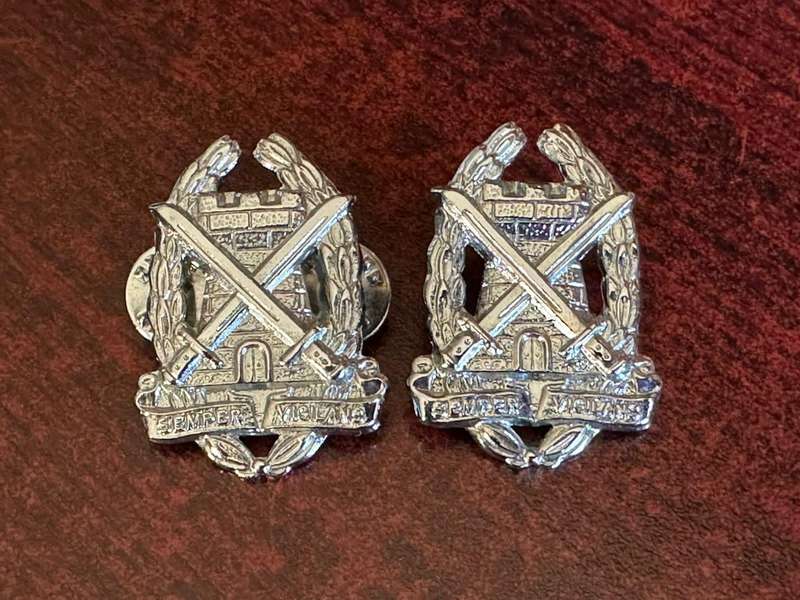 Special Services Corps ,chrome collar badge pair. Worn from 1970's. Pins intact