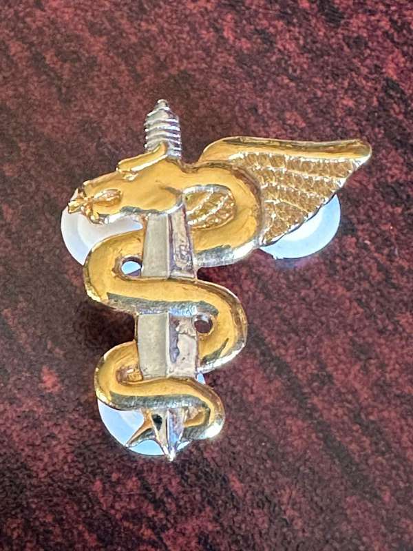 SA medical services Bi-metal ops medic breast badge. Approved 1993. Applied for by 7 medical battali