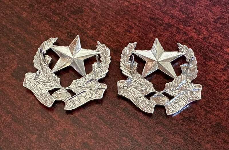 Regiment Botha chrome, collar badge pair. Worn post 1970's. Pins intact.
