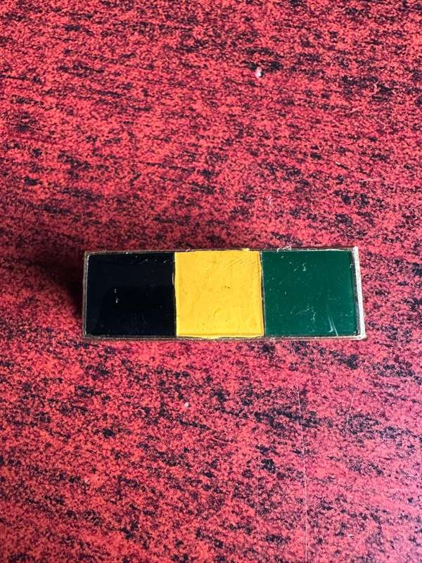SA Infantry corps beret bar. Black-Yellow- Green. 2 Pins. Original.