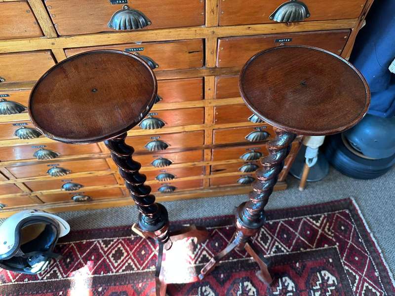 Pair of Stinkwood Barley Twist Gueridans 330x 960 mm.