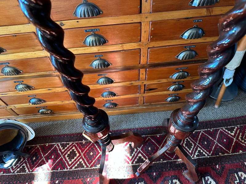 Pair of Stinkwood Barley Twist Gueridans 330x 960 mm.