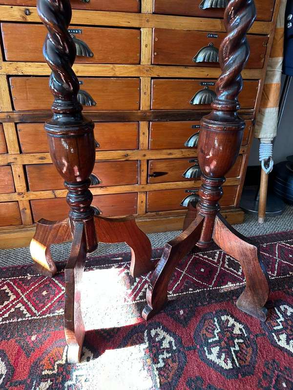 Pair of Stinkwood Barley Twist Gueridans 330x 960 mm.