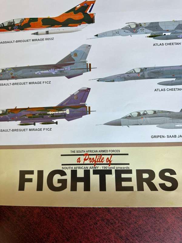 SAAF Fighters 1961- onwards. Measures 42x60 cm. Gloss