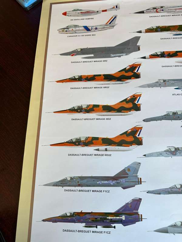 SAAF Fighters 1961- onwards. Measures 42x60 cm. Gloss