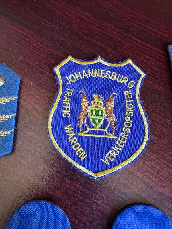 Johannesburg traffic warden patches and ranks. Sold together.