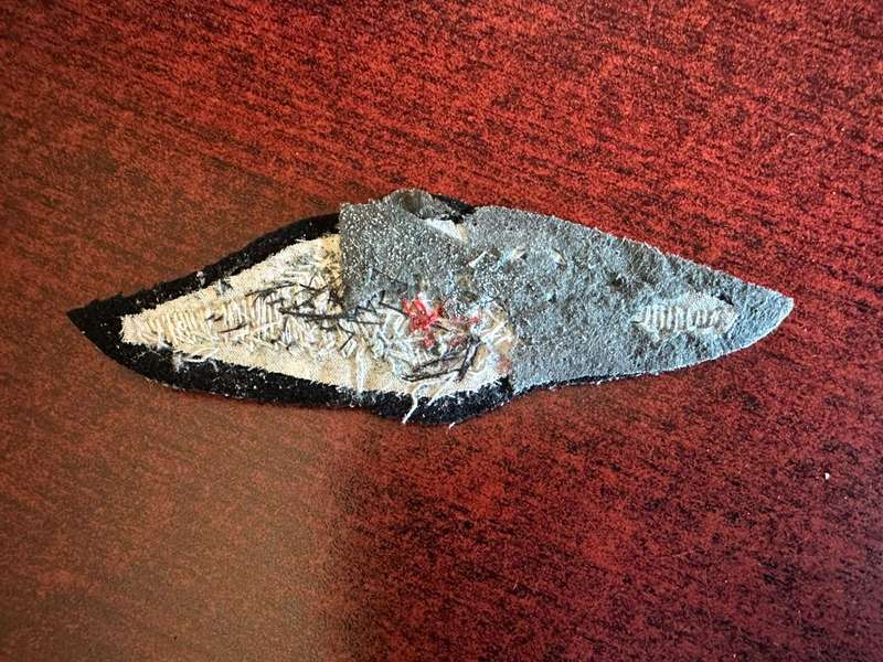 SA Navy wing for personnel,qualified to instruct in freefall parachuting. Silver wire embroidered.