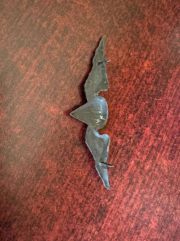 S.W.A.T.F. free fall parachute instructor wing,oxidised silver and enamel breast badge. Approved in