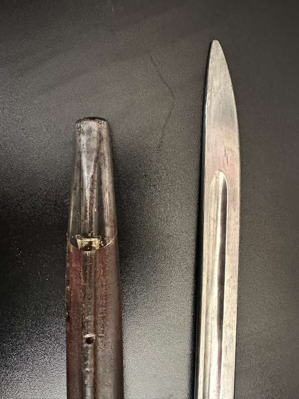 1907 Pattern bayonet with scabbard. Chromed for ceremonial use.