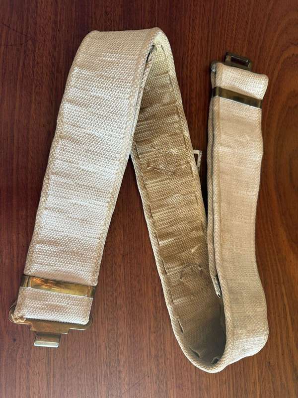 WW 2 webbing belt with brass fittings- extended length 132 cm.
