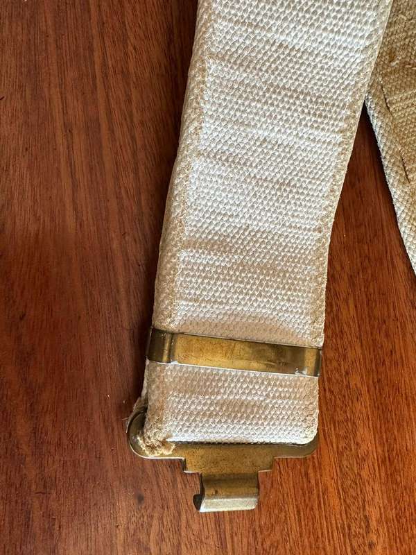 WW 2 webbing belt with brass fittings- extended length 132 cm.