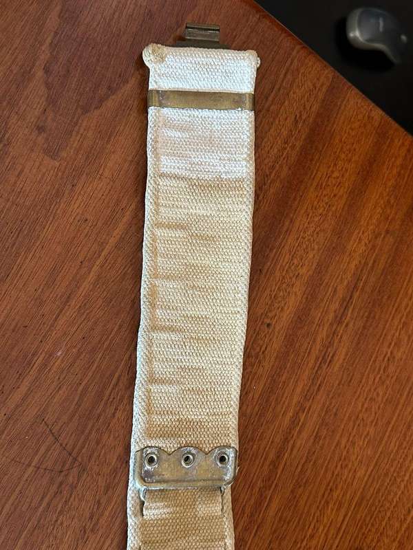 WW 2 webbing belt with brass fittings- extended length 132 cm.