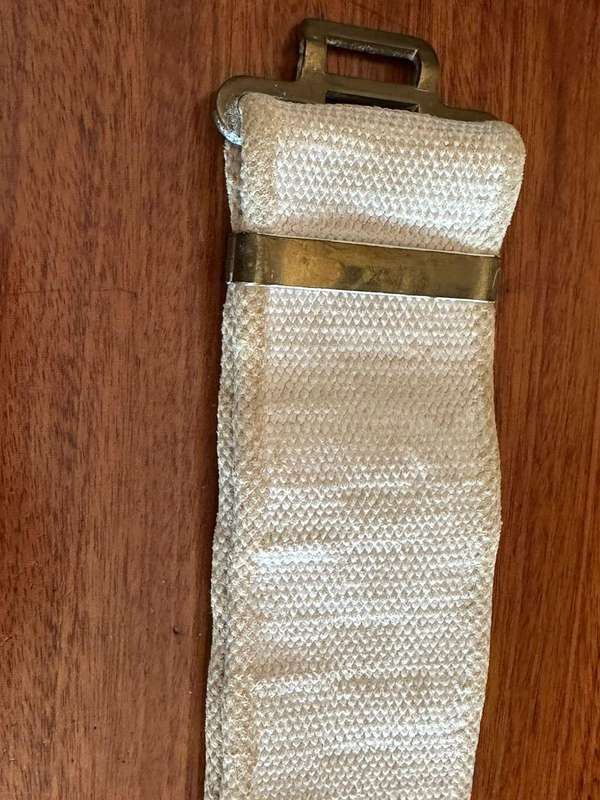 WW 2 webbing belt with brass fittings- extended length 132 cm.
