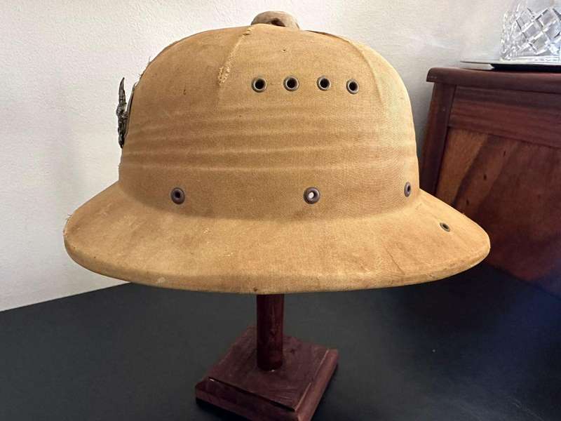 Original WW2 SA Air force pith helmet (no inner). Belonged to Graham Sacks, he was a flight Engineer