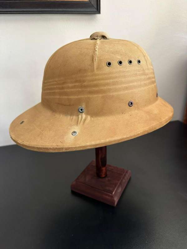 Original WW2 SA Air force pith helmet (no inner). Belonged to Graham Sacks, he was a flight Engineer