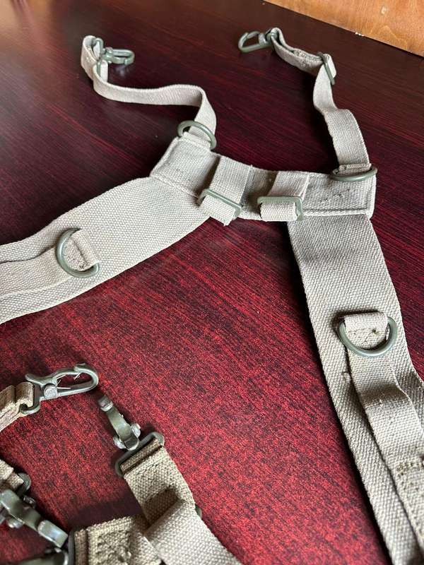 SADF pattern 73 webbing belt + yoke. Extended length on belt is 110 cm.