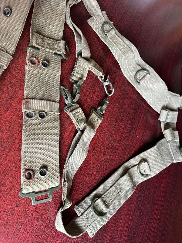 SADF pattern 73 webbing belt + yoke. Extended length on belt is 110 cm.