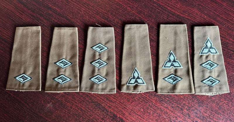 SWA rank slip-ons, single, complete from 2nd Lieutenant up to colonel.