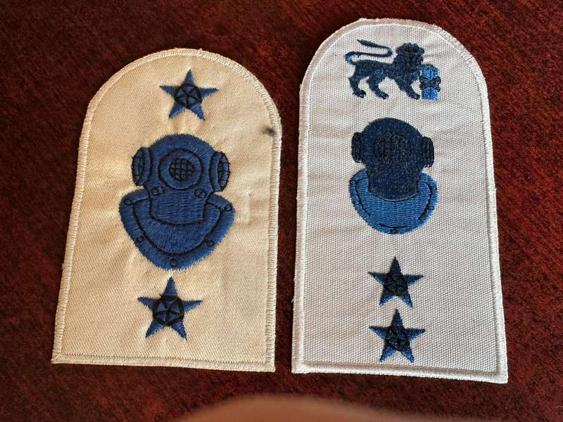 SA navy summer wear trade badge for Diver part 2 and diver instructor.