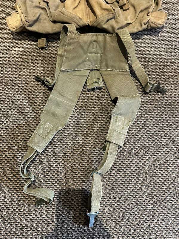Rhodsian pattern 62 webbing. Kidney pouches and padded yoke.