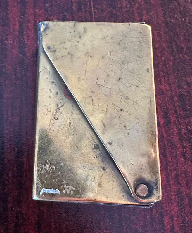 WW1 Dunhill service matchbox cover. Officers. Comes with maker stamp and Australian badge. Brass. Me