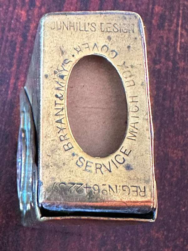 WW1 Dunhill service matchbox cover. Officers. Comes with maker stamp and Australian badge. Brass. Me
