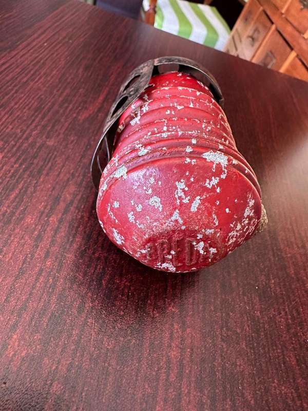 Italian WW2 hand grenade. Called the Red Devil because it frequently failed.