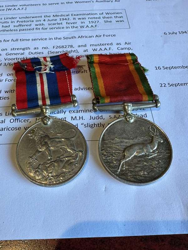 WW2 Group of 2: Linder H.M. WAAF Hazel Mary Linder, Flight Sergeant SAAF. Please note medals to Wome