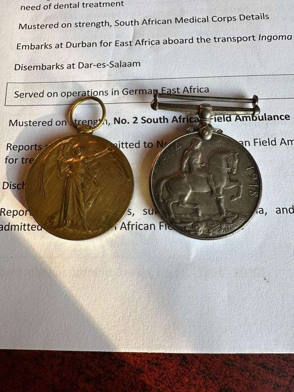 Group of 2: British War medal and Bi-lingual Victory medal Hoffman A.S (S.A.M.C.)Attested 29 July 19