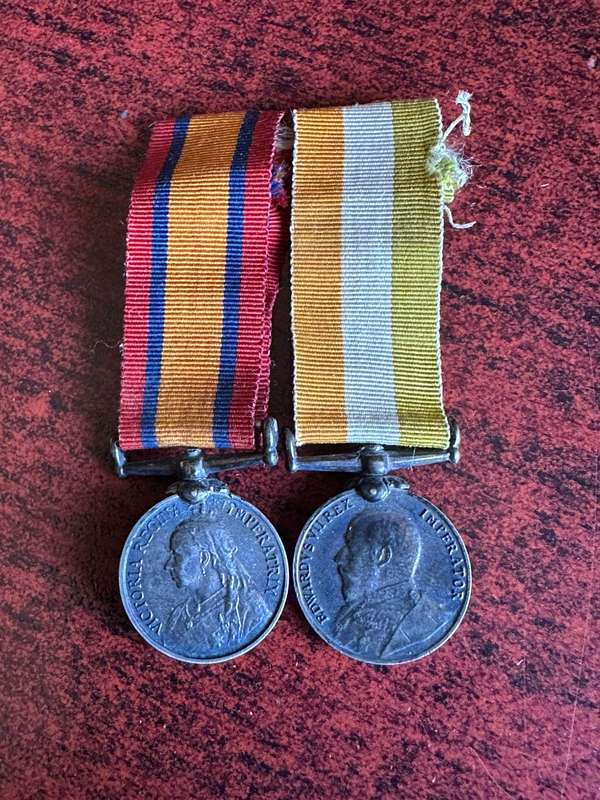 Authentic silver boer war , miniature QSA and KSA medals. Both with swivel suspenders.