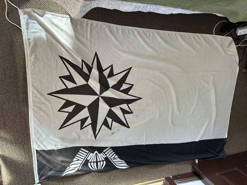 5 Recce Regt. original flag. Measures 180x120 cm. Used but in good condition. Cotton double sided.