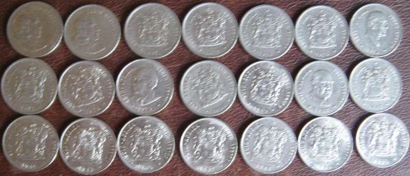 21 South African 20c Coins  1961 | 1965|1971 | 1972 | 1974 to 1990