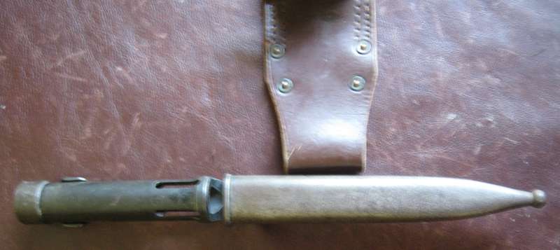 FN | FAL Bayonet with Steel Scabbard & Leather Frog