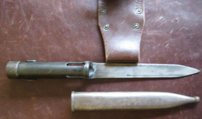 FN | FAL Bayonet with Steel Scabbard & Leather Frog