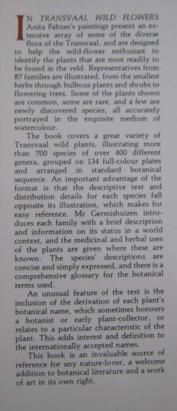 Transvaal Wild Flowers Paintings by: Anita Fabian. Text by Gerrit Germiushuizen