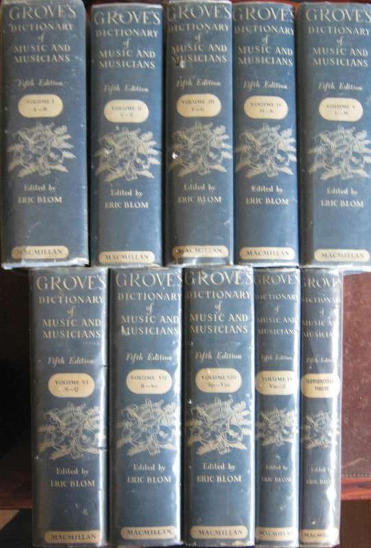 Groves Dictionary of Music Musicians Fifth Edition . Volumes 1  9  and a Supplementary Volume