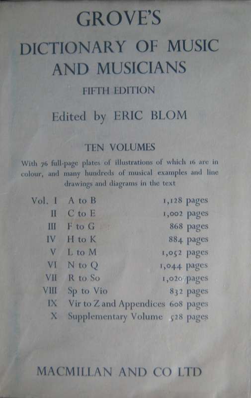 Groves Dictionary of Music Musicians Fifth Edition . Volumes 1  9  and a Supplementary Volume