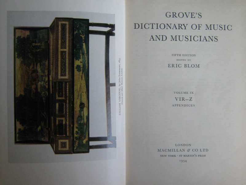 Groves Dictionary of Music Musicians Fifth Edition . Volumes 1  9  and a Supplementary Volume