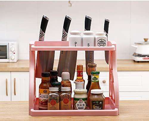 Kitchen storage rack double-layer plastic floor kitchen