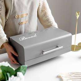 Bread Bin and Durable Large Capacity, for Household Kitchen (Grey)