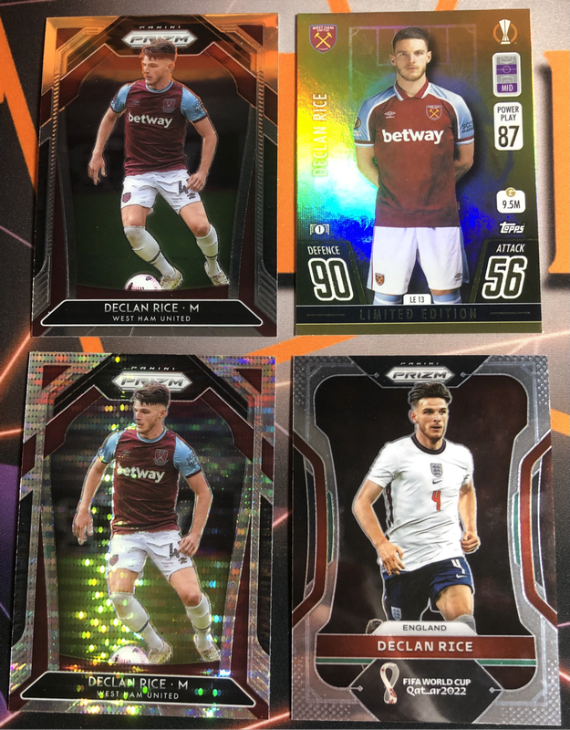 Declan Rice RARE Bundle of 4 Soccer trading cards