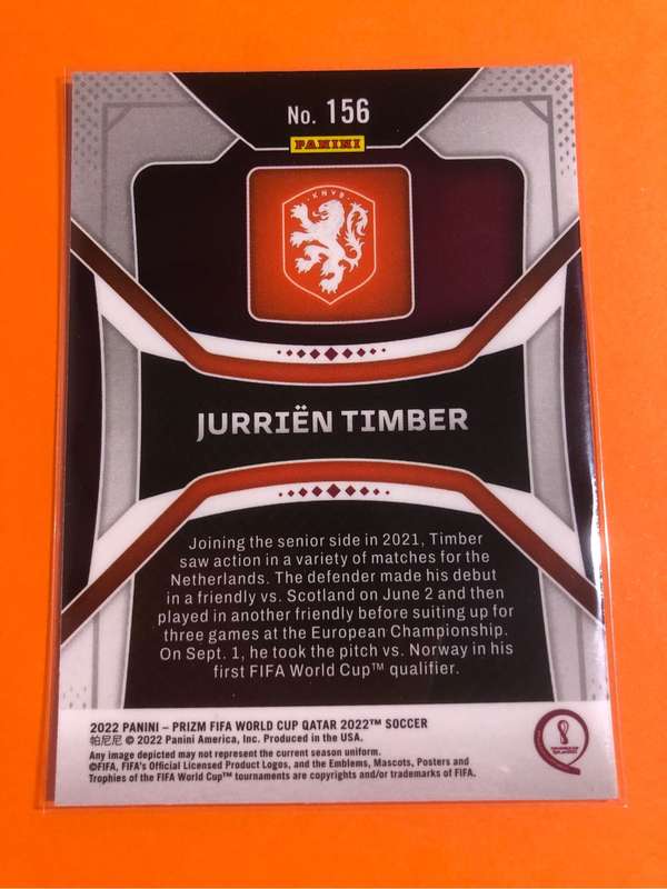 Jurien Timber ROOKIE Prizm World Cup 2022 Soccer Trading card